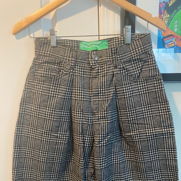 ✨Benetton (NWT) High-Waisted Check Trousers Dark Gray Size 25✨ - Picture 2 of 10